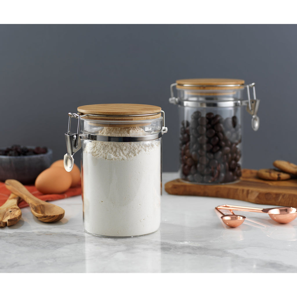 Storage Jars with Airtight Bamboo Clamp Lids Set