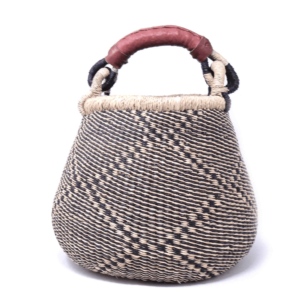 Bolga Pot Basket - Navy Neutral